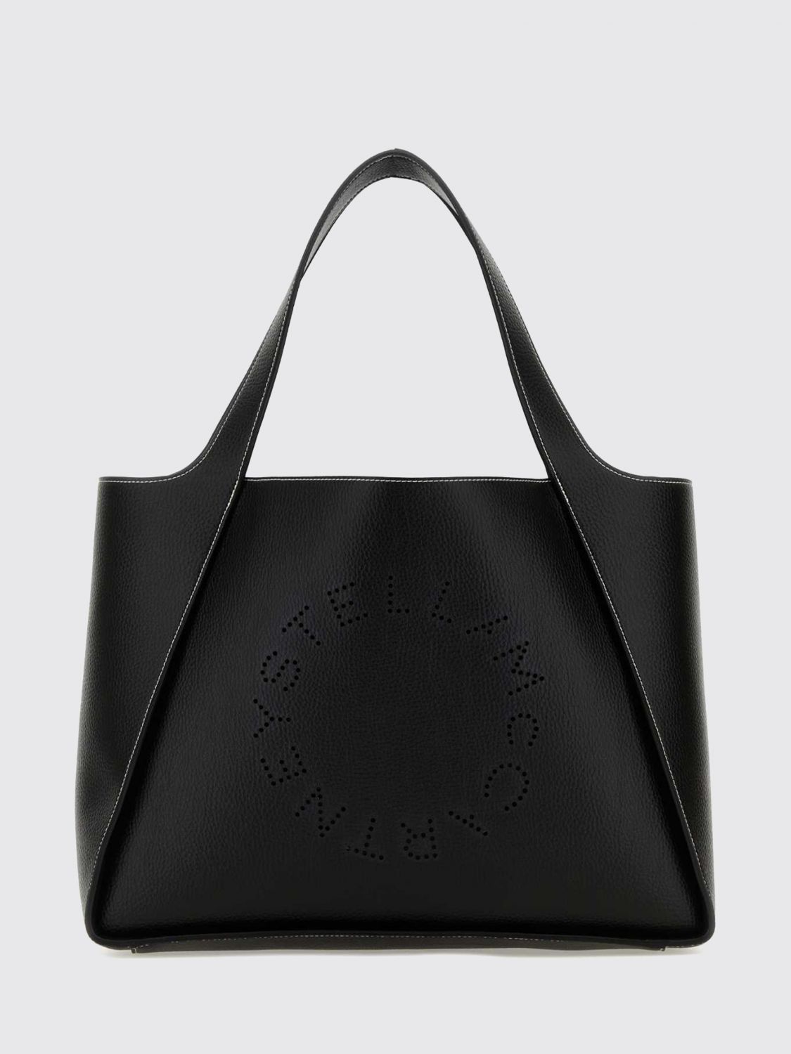 large synthetic leather shoulder bag with perforated logo