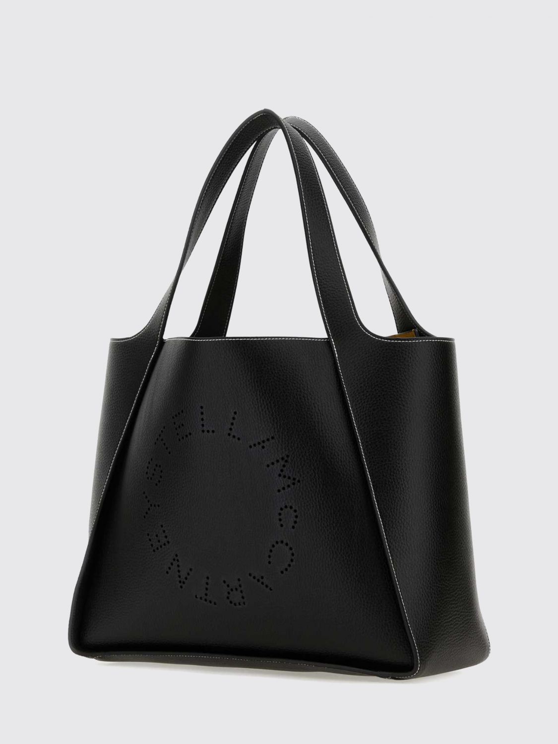 large synthetic leather shoulder bag with perforated logo