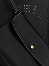 large synthetic leather shoulder bag with perforated logo