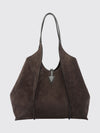 t timeless suede calf leather shopping bag with double handle