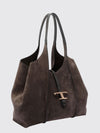 t timeless suede calf leather shopping bag with double handle