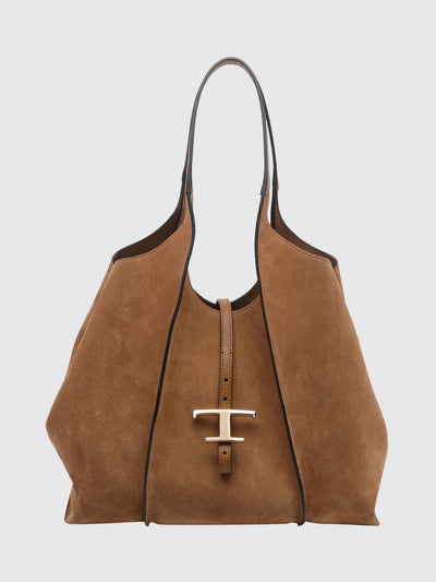 t timeless suede calf leather shopping bag with double handle