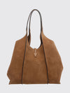 t timeless suede calf leather shopping bag with double handle