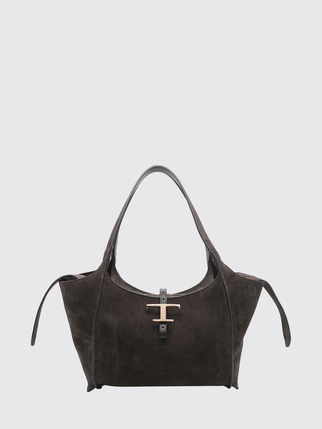 t timeless suede calf leather shoulder bag with zip closure