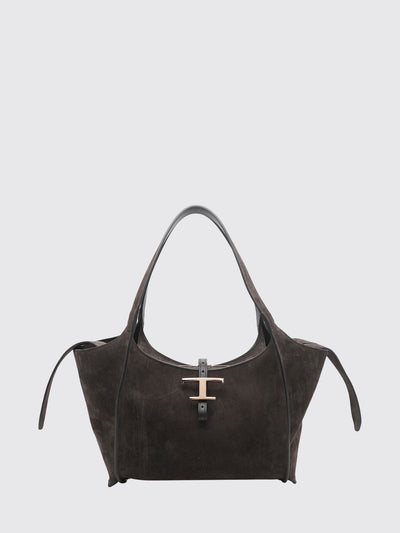 t timeless suede calf leather shoulder bag with zip closure