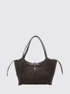 t timeless suede calf leather shoulder bag with zip closure