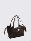 t timeless suede calf leather shoulder bag with zip closure