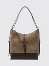 t timeless bicolour smooth and suede calf leather shoulder bag