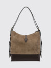 t timeless bicolour smooth and suede calf leather shoulder bag