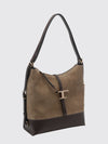t timeless bicolour smooth and suede calf leather shoulder bag