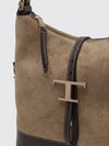 t timeless bicolour smooth and suede calf leather shoulder bag