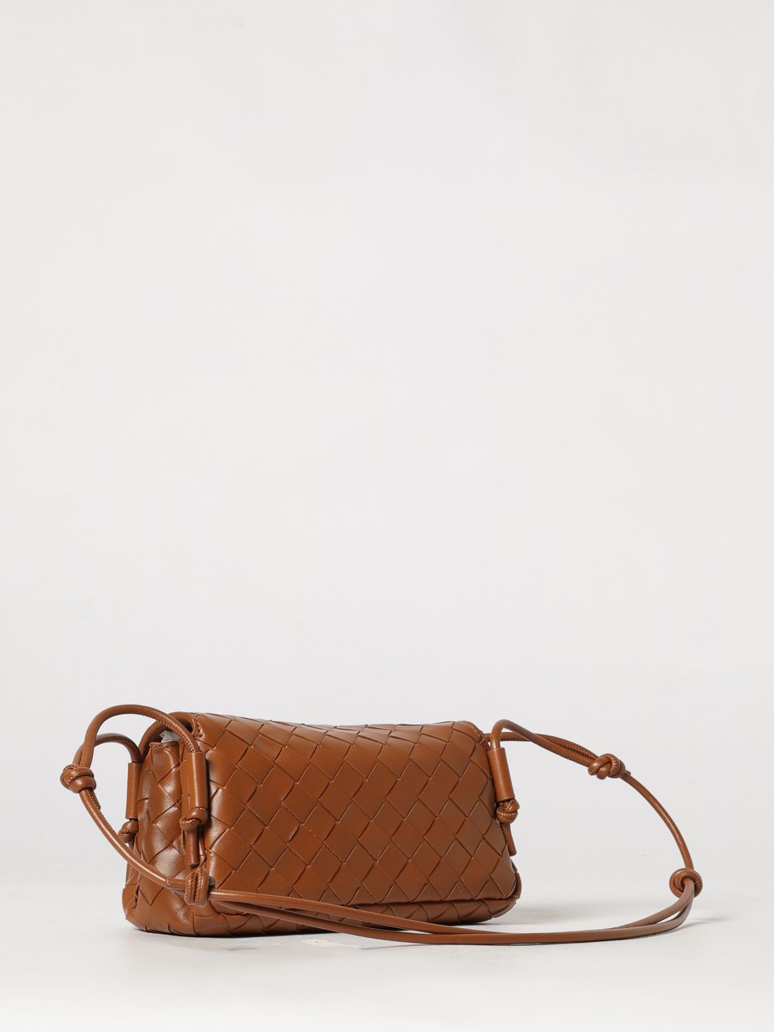 notturno woven leather shoulder bag with knotted strap