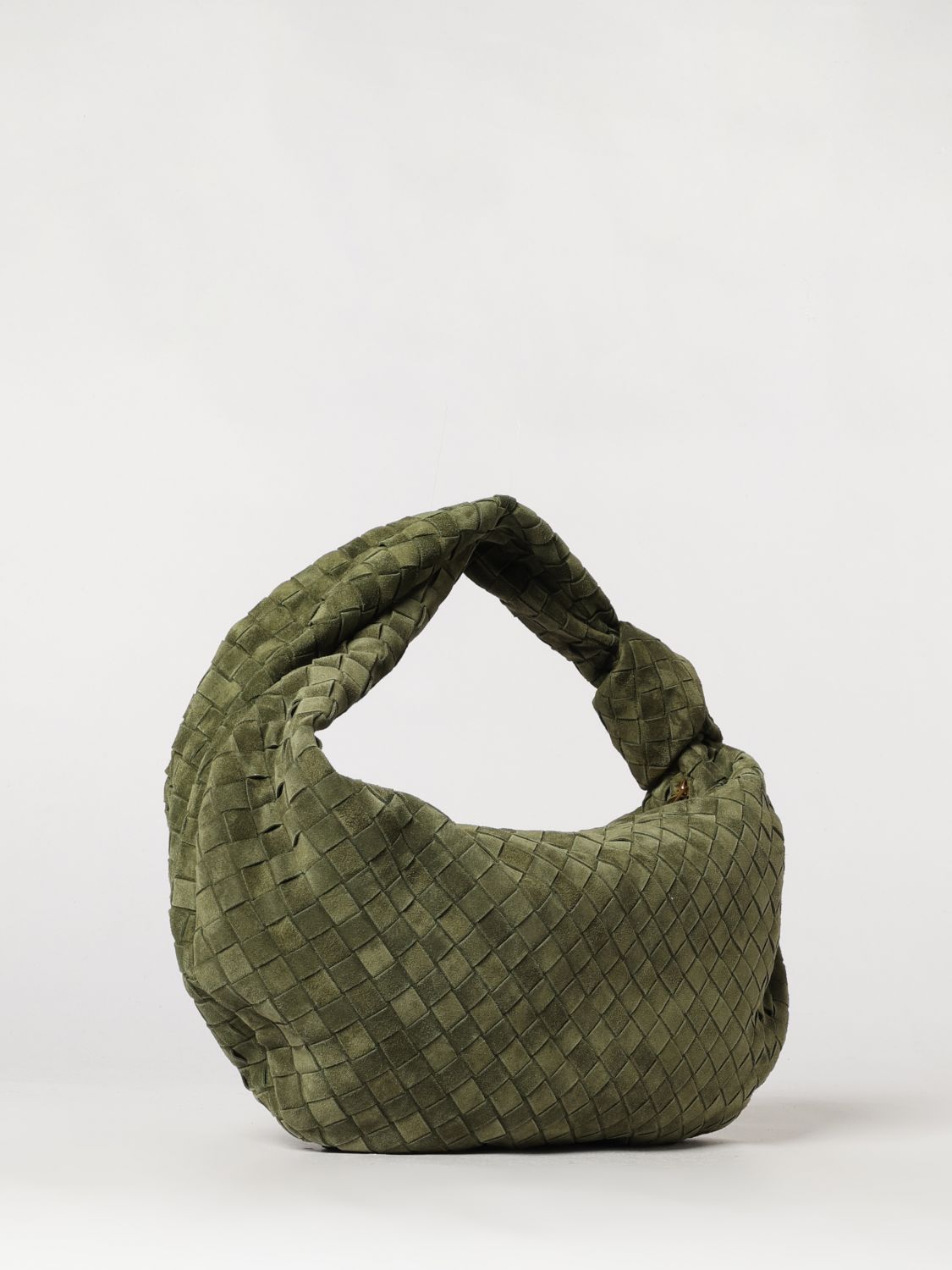 jodie woven suede shoulder bag with knotted handle