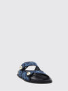 fayence pearl-embellished denim flat sandals with monogram