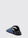 fayence pearl-embellished denim flat sandals with monogram