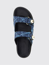 fayence pearl-embellished denim flat sandals with monogram