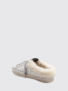 leather super-star sabot sneakers with distressed effect and glitter logo