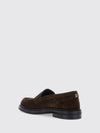 suede calfskin penny loafers with raised apron toe