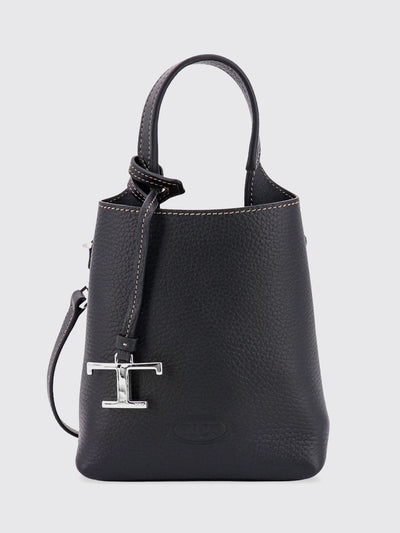 mini handbag in hammered leather with logo charm