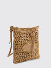 mini crochet raffia bucket bag with leather details