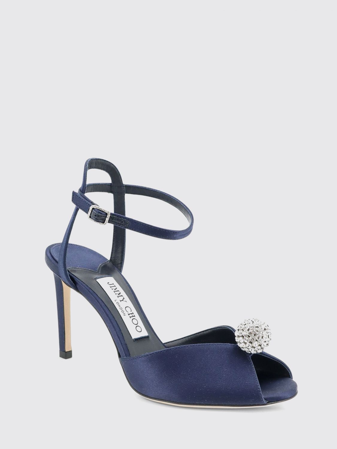 sacora satin sandals with crystals and high stiletto heel
