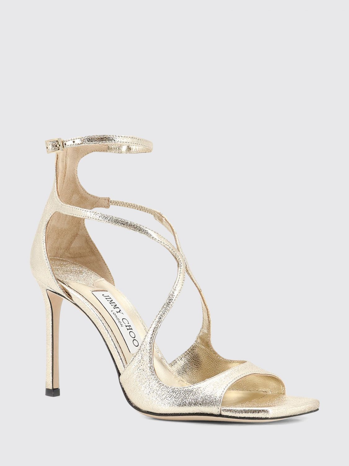 azia laminated leather sandals with high heel and square toe