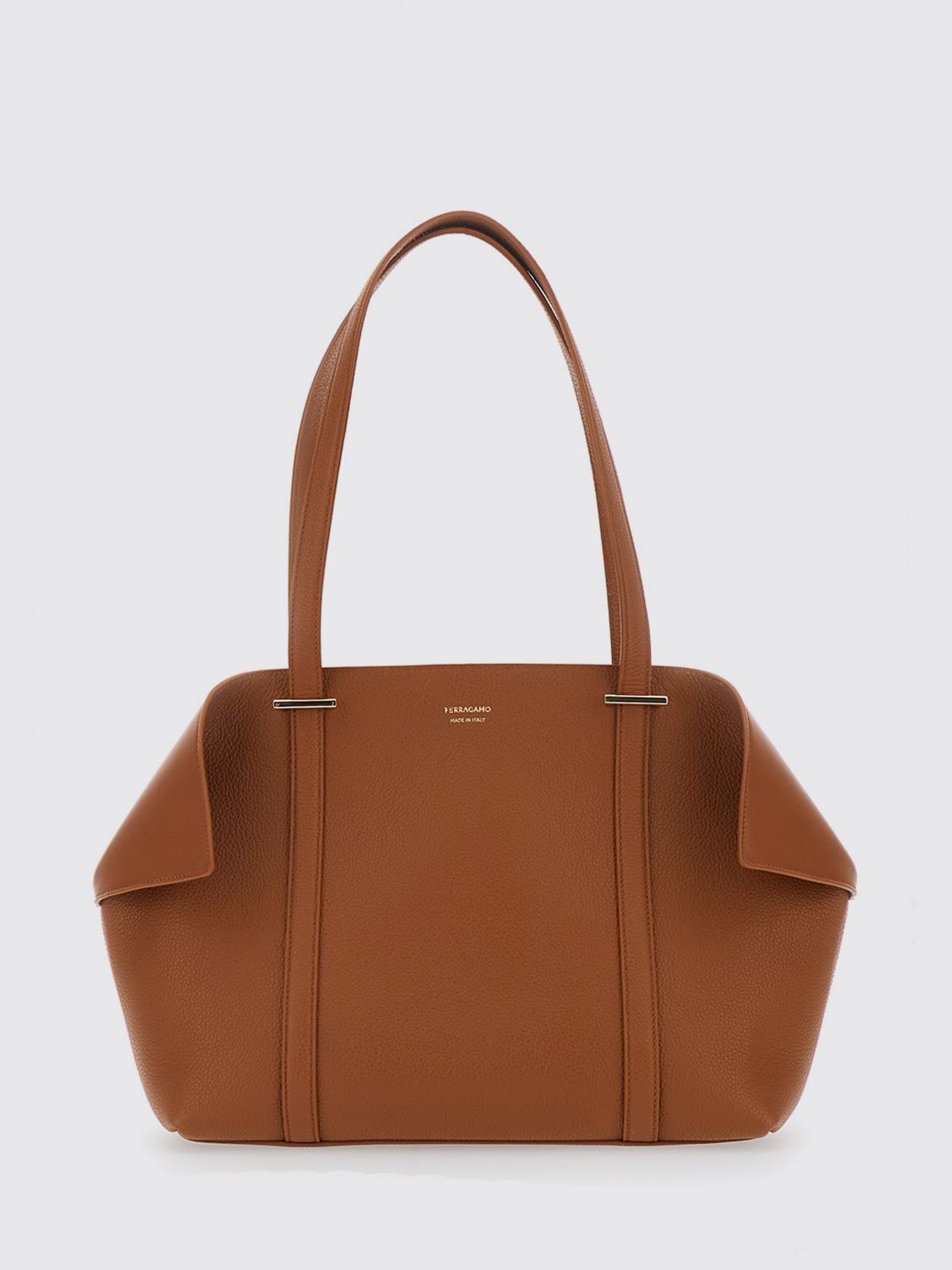 double handle calfskin leather shoulder bag