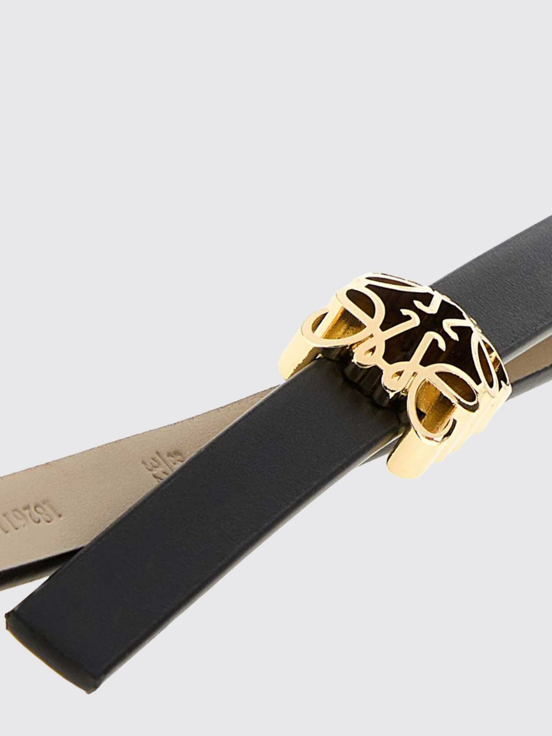 LOEWE 90 anagram thin calfskin leather belt with gold monogram buckle