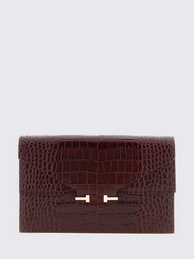 small croc-effect calfskin leather crossbody bag with logo