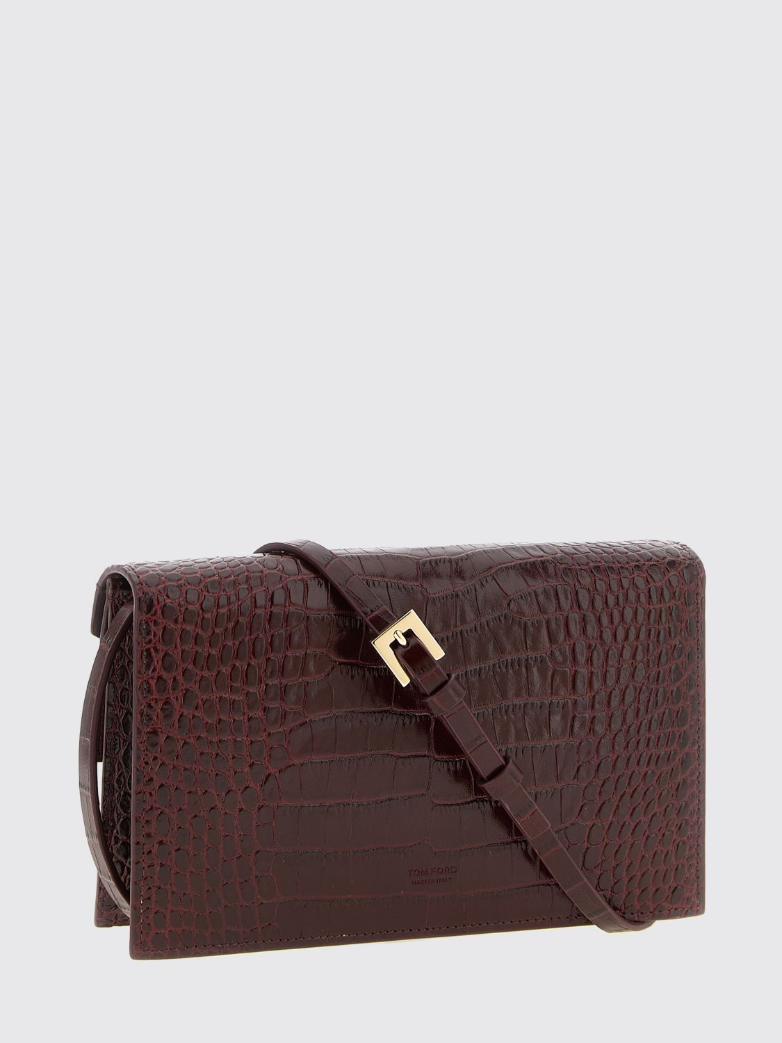 small croc-effect calfskin leather crossbody bag with logo