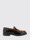 penny loafers in brushed leather and animalier pony hair