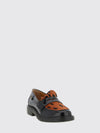penny loafers in brushed leather and animalier pony hair