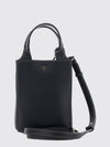 mini hammered leather bucket bag with double handle and strap