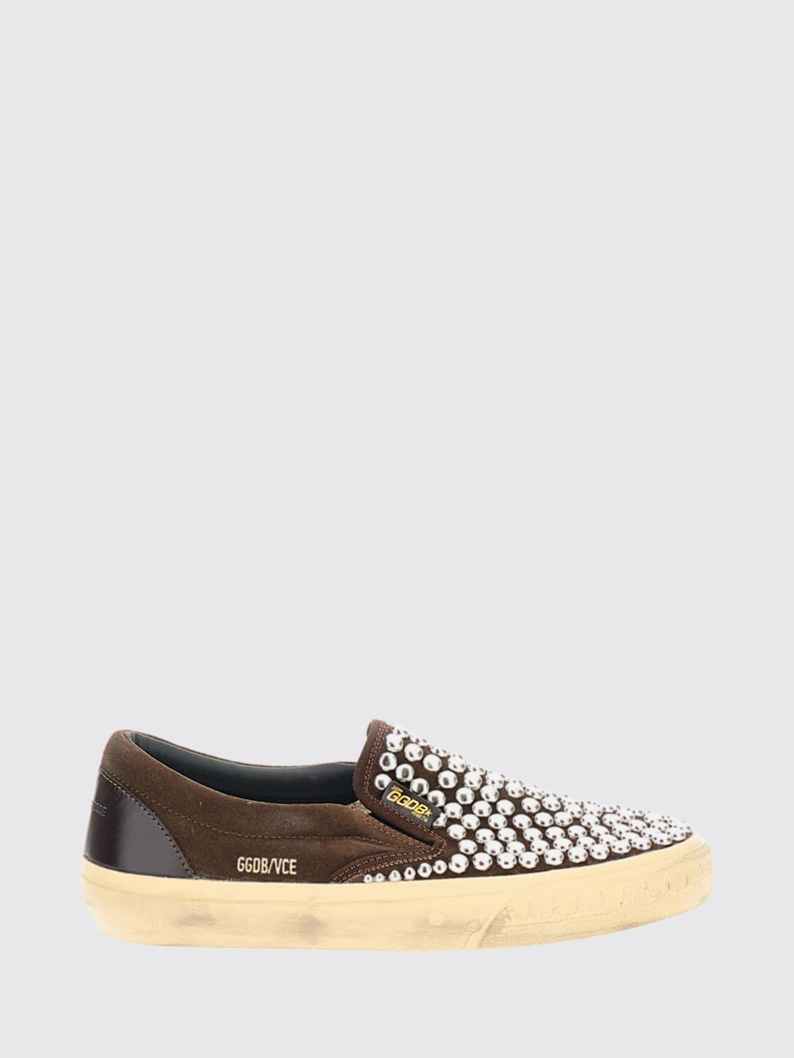 penstar slip-on suede sneakers with studs and distressed effect