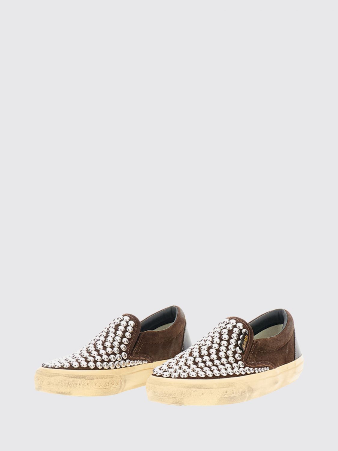 penstar slip-on suede sneakers with studs and distressed effect