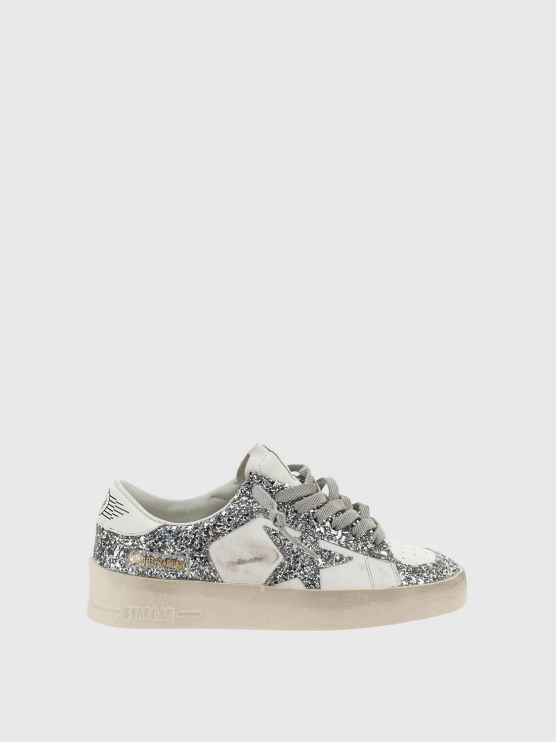 stardan glitter leather sneakers with distressed effect