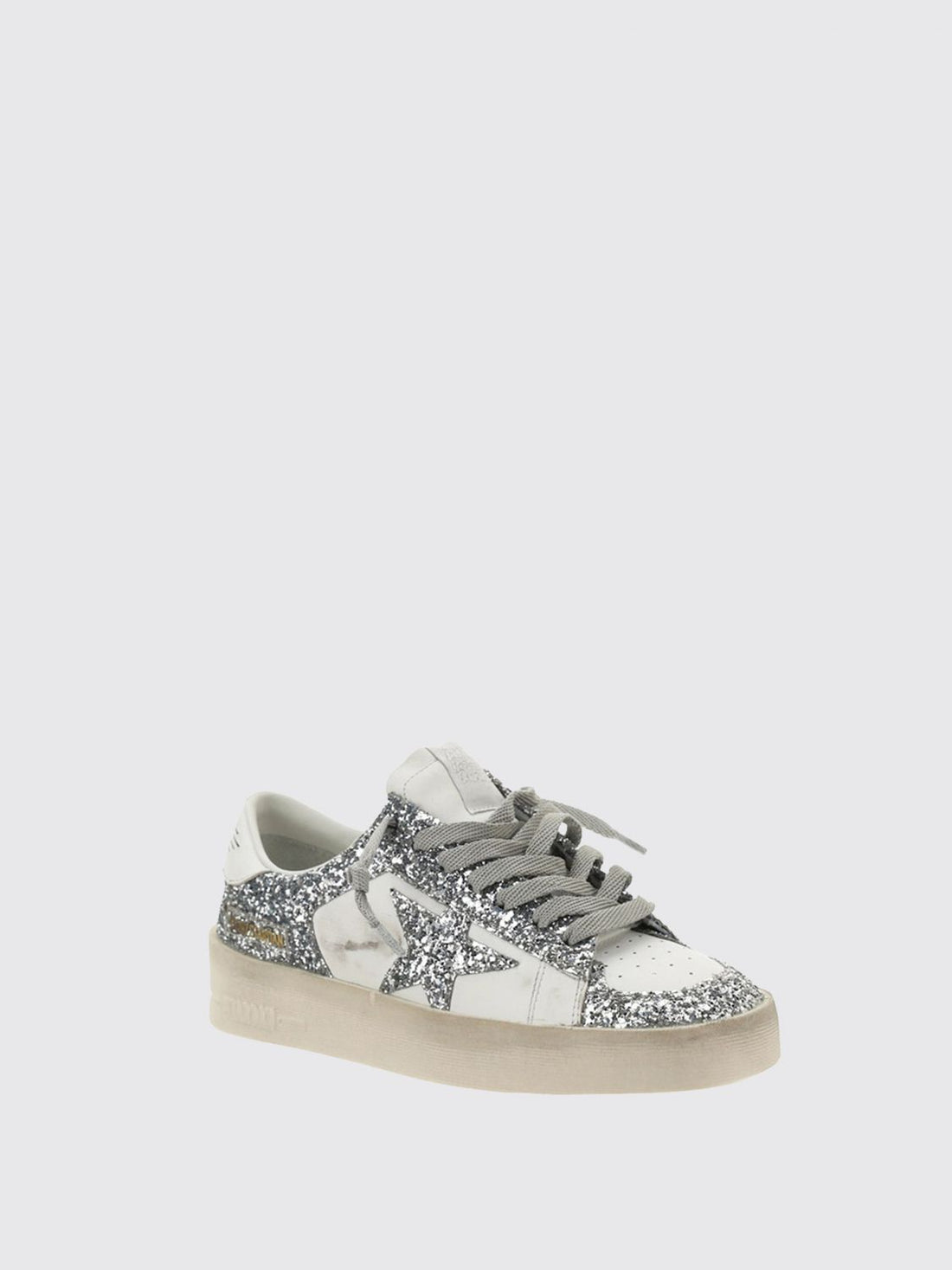GOLDEN GOOSE 35 stardan glitter leather sneakers with distressed effect