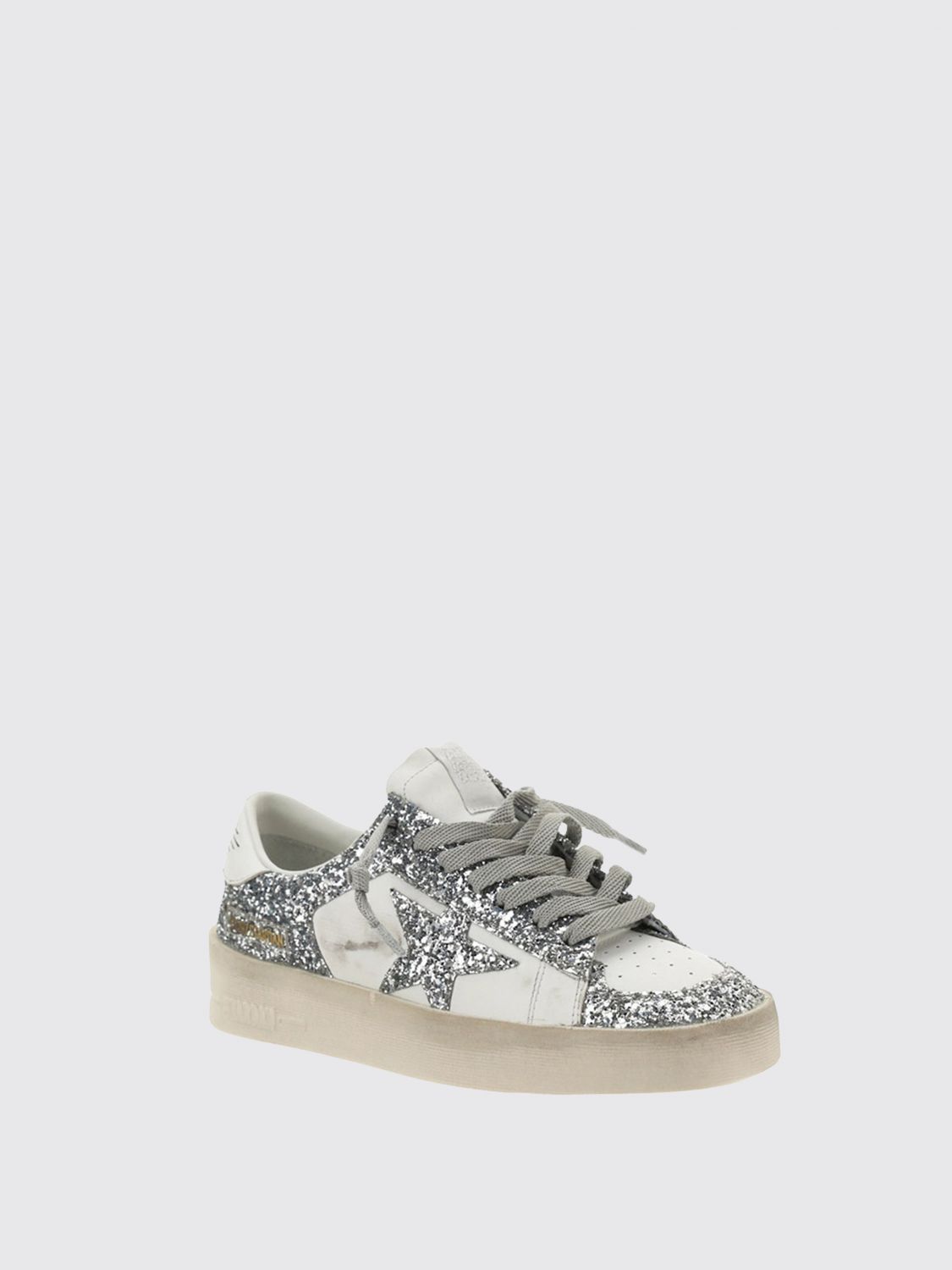 stardan glitter leather sneakers with distressed effect