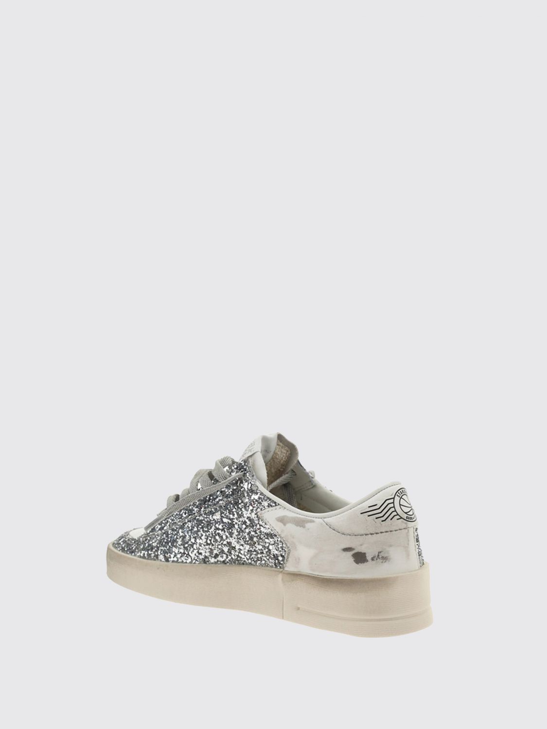 stardan glitter leather sneakers with distressed effect