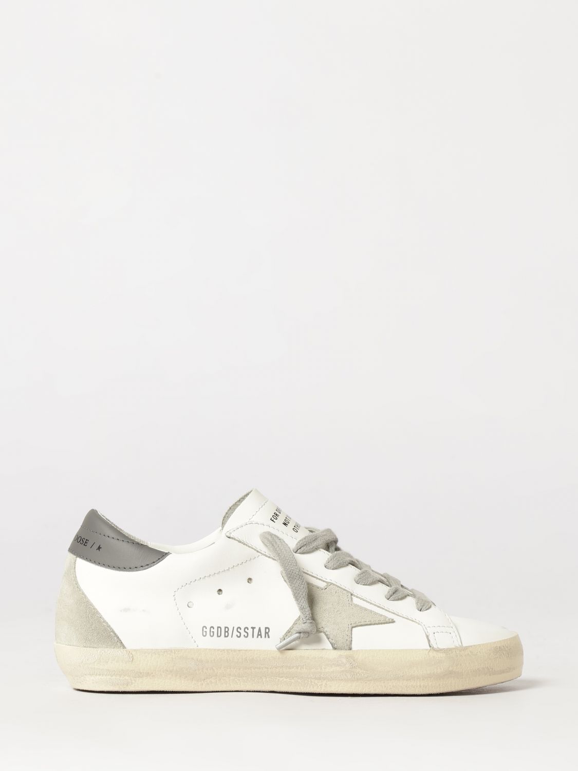 super-star trainers in cowhide leather with a distressed effect