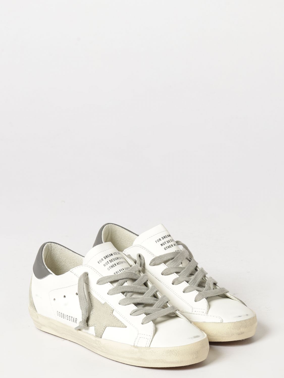 super-star trainers in cowhide leather with a distressed effect