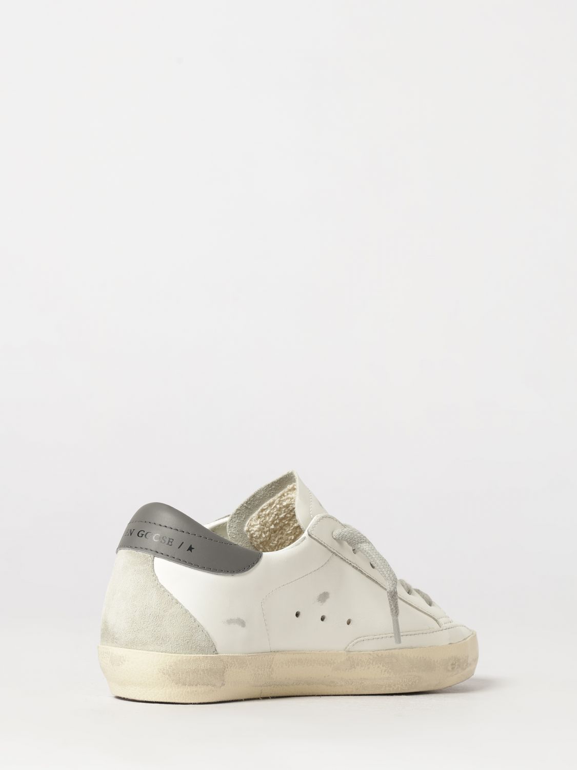super-star trainers in cowhide leather with a distressed effect