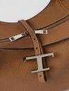 grained calfskin shoulder bag with t timeless logo