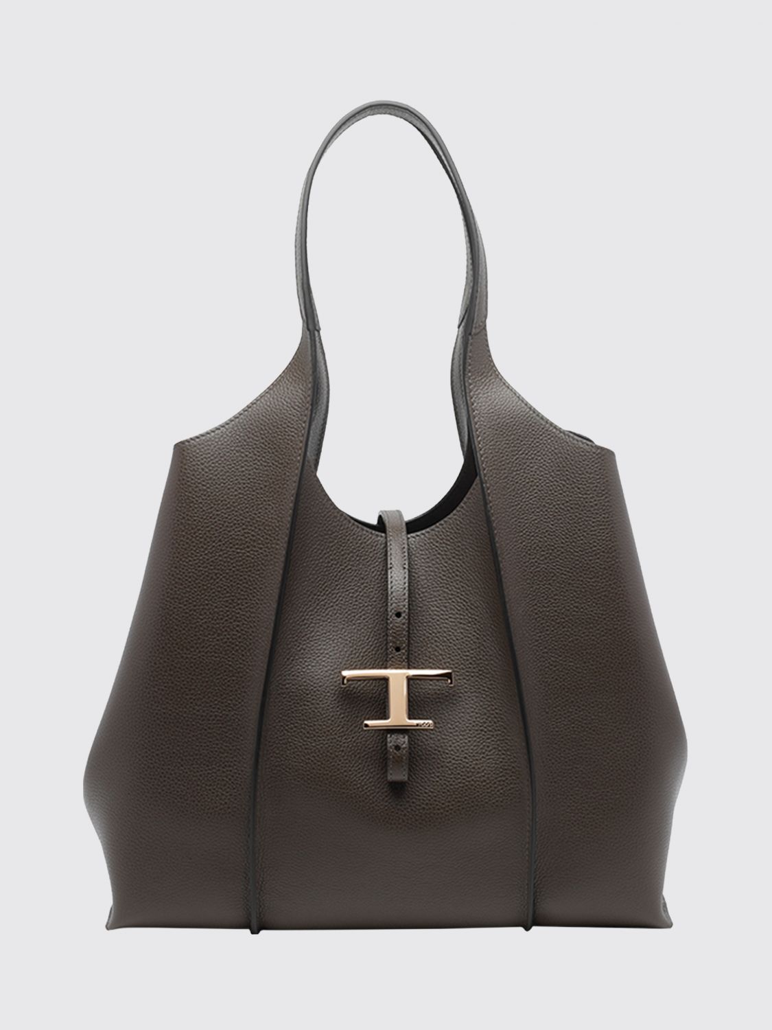 t timeless grained calfskin leather shoulder bag with removable pouch