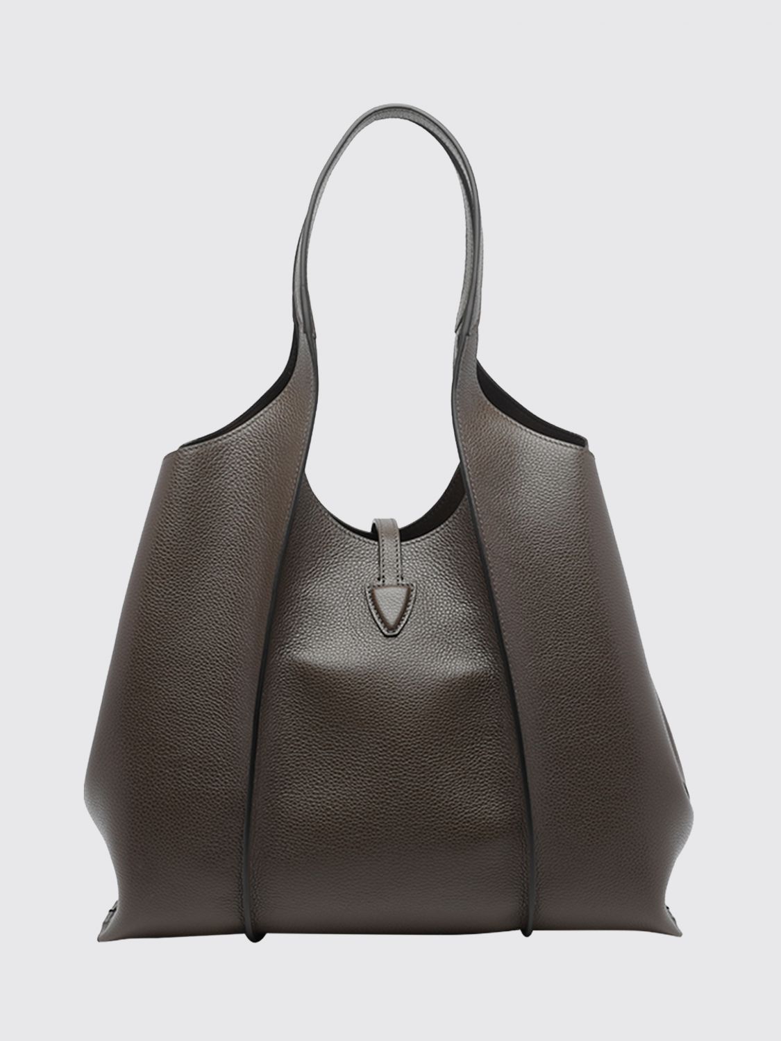 t timeless grained calfskin leather shoulder bag with removable pouch