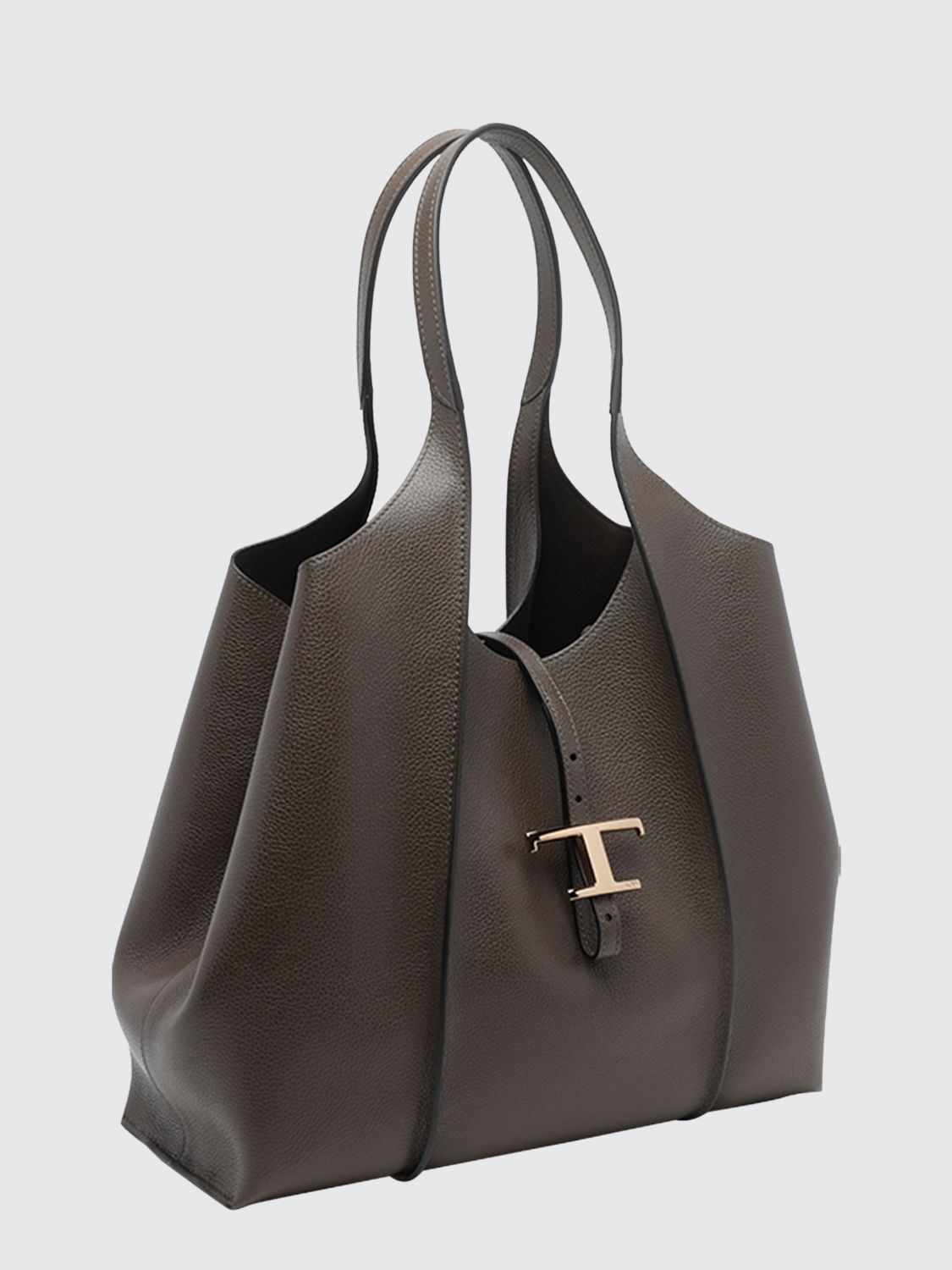 t timeless grained calfskin leather shoulder bag with removable pouch