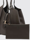 t timeless grained calfskin leather shoulder bag with removable pouch