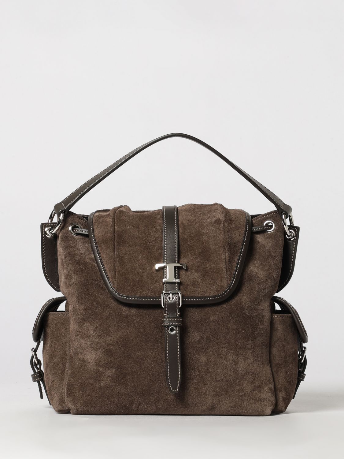 suede calfskin backpack with t timeless logo