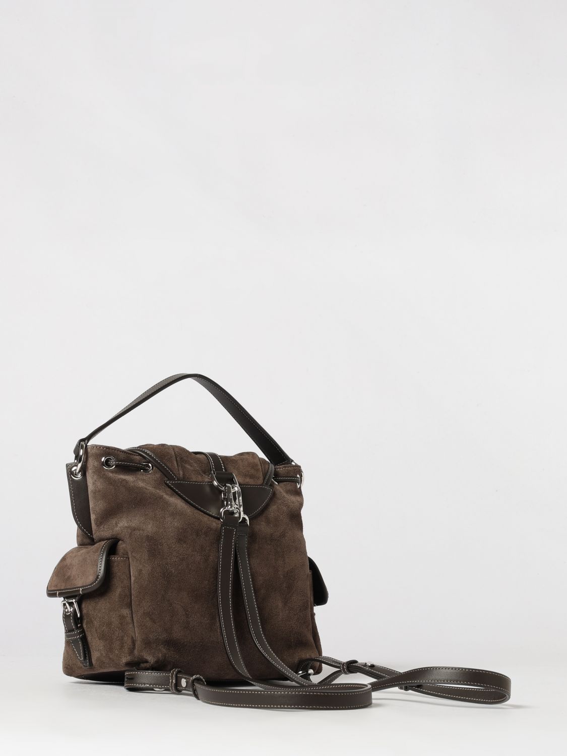 suede calfskin backpack with t timeless logo