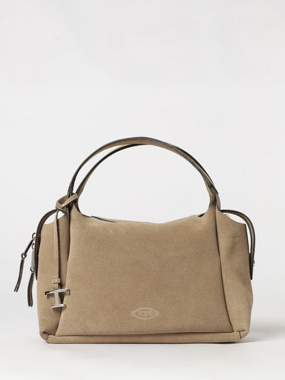 suede calfskin handbag with logo charm